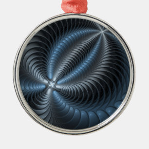 Ornamento De Metal Arte abstrata moderna fractal 3D azul-plástico cin