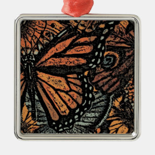 Ornamento De Metal Arte abstrato de fantasia de borboleta laranja