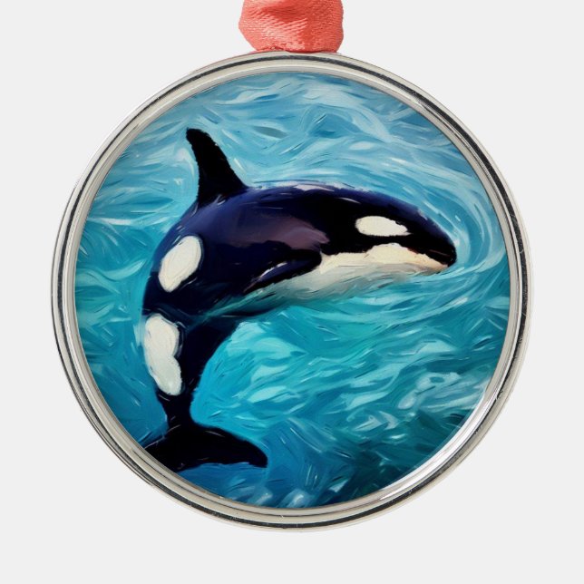 Ornamento De Metal Arte da Orca (Frente)