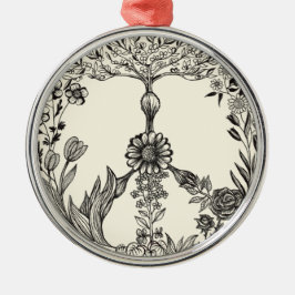 Ornamento De Metal Arte de Flórida de Desenho Floral de Paz Boho Hipp