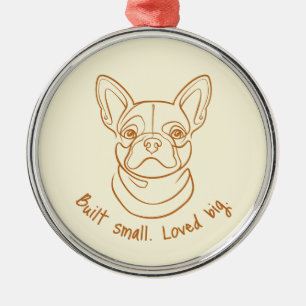 Ornamento De Metal Arte de Linha do Bulldog Francês. Construído Peque