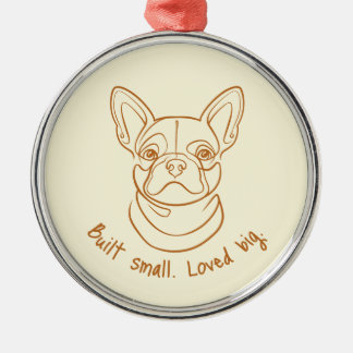 Ornamento De Metal Arte de Linha do Bulldog Francês. Construído Peque
