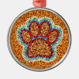 Ornamento De Metal Arte de Pata de Cães com Poli Baixa
