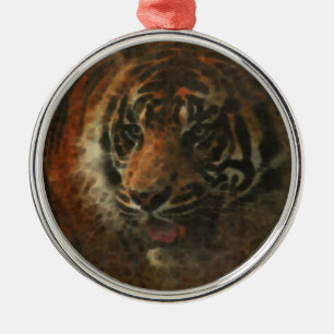 Ornamento De Metal Arte Digital Tigre