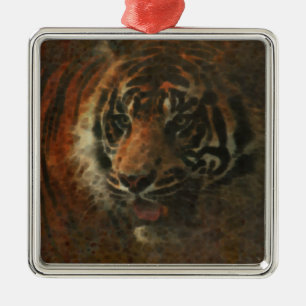Ornamento De Metal Arte Digital Tigre