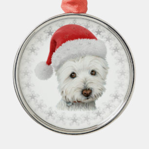 Ornamento De Metal Arte do cão de Westie do Natal