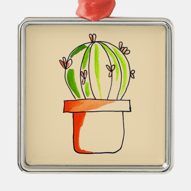 Ornamento De Metal Arte do deserto agudo do cacto mexicano (Frente)