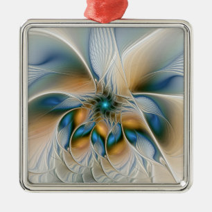 Ornamento De Metal Arte Fractal, Abstrato Fantasia, Com Azul
