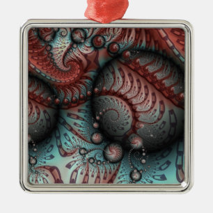 Ornamento De Metal Arte fractal fantasia vívida abstrata marrom azul