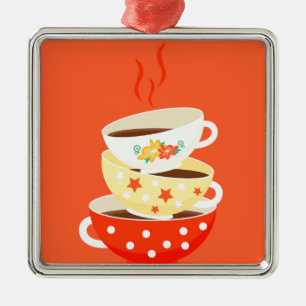 Ornamento De Metal Arte lunática retro dos copos de chá do vintage 