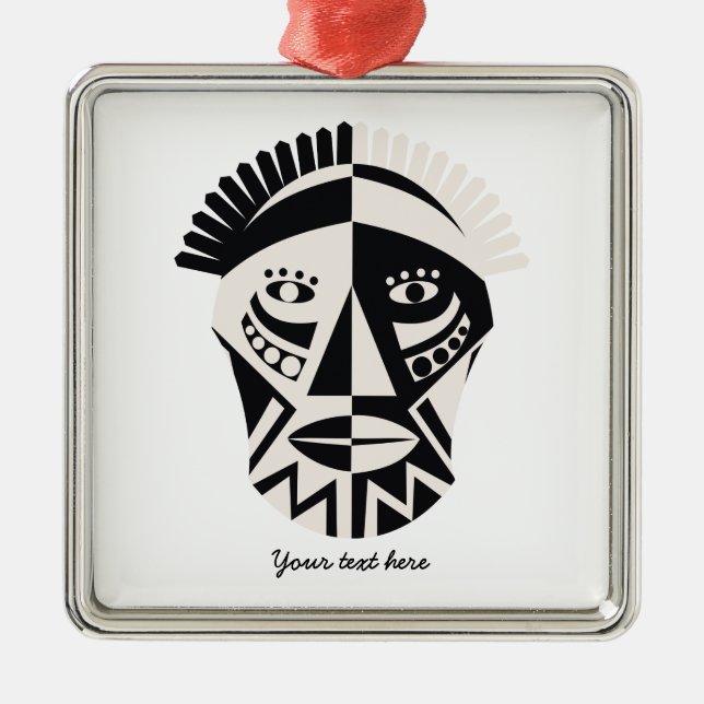 Ornamento De Metal Arte popular primitiva de máscara africana (Frente)