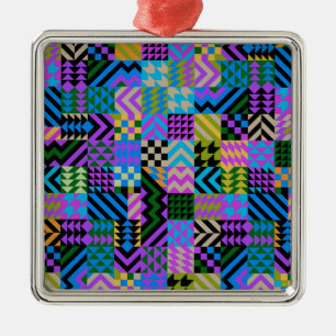 Ornamento De Metal Arte Popular Tribal - Azul