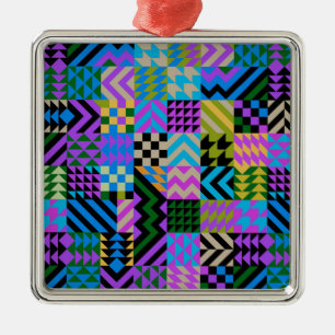 Ornamento De Metal Arte Popular Tribal - Azul