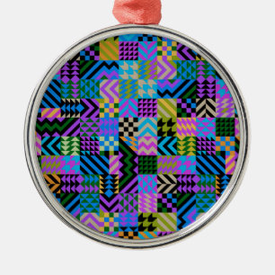 Ornamento De Metal Arte Popular Tribal - Azul