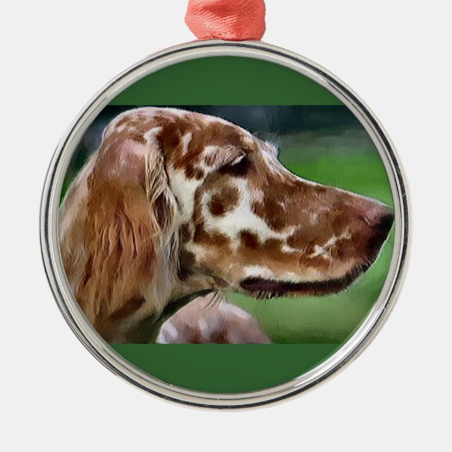 Ornamento De Metal Arte setter em inglês (Frente)