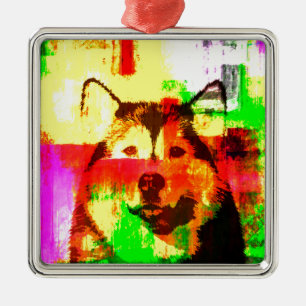 Ornamento De Metal Arte Siberian Husky Dog