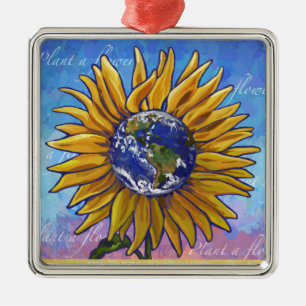 Ornamento De Metal Arte Sunflower Earth