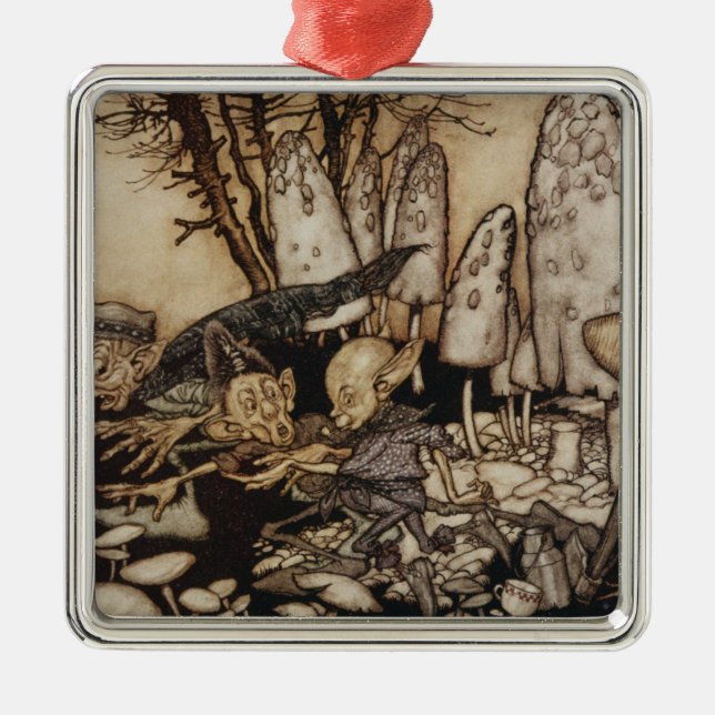 Ornamento De Metal Arthur Rackham | Peter Pan em jardins de (Frente)