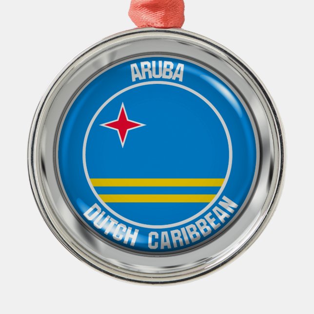 Ornamento De Metal Aruba Round Emblem (Frente)