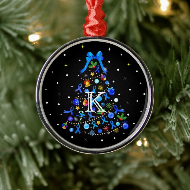 Ornamento De Metal Árvore Azul de Natal Autismo (Árvore)