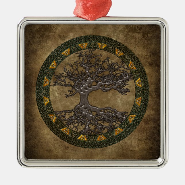Ornamento De Metal Árvore Celta da Vida (Frente)