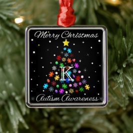 Ornamento De Metal Árvore de Natal Autism Snowflake