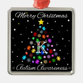 Ornamento De Metal Árvore de Natal Autism Snowflake