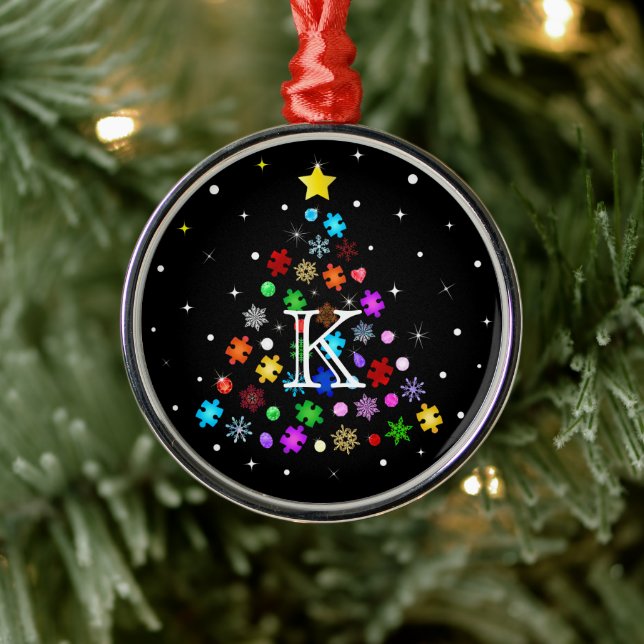 Ornamento De Metal Árvore de Natal Autism Snowflake (Árvore)