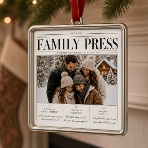 Ornamento De Metal Árvore de Natal com Foto Personalizada da Família