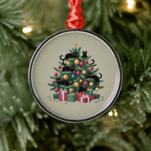Ornamento De Metal Árvore de Natal de Gatos Pretos Amante de Gatos Lu