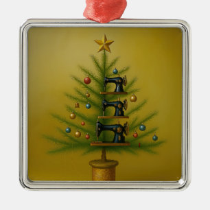 Ornamento De Metal Árvore de Natal de máquina de costura Feliz Natal 