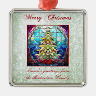 Ornamento De Metal Árvore de Natal de Vidro Estimulado Brilhante