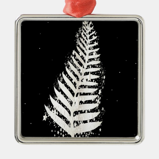 Ornamento De Metal Árvore de Natal do Soprador Fern da Nova Zelândia (Frente)