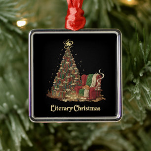 Ornamento De Metal Árvore de Natal Literária Aconchegante de Livros
