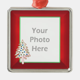 Ornamento De Metal Árvore de Natal no vermelho (quadro da foto)