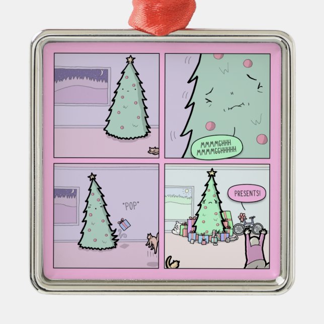 Ornamento De Metal Árvore de Natal Pooping (Frente)