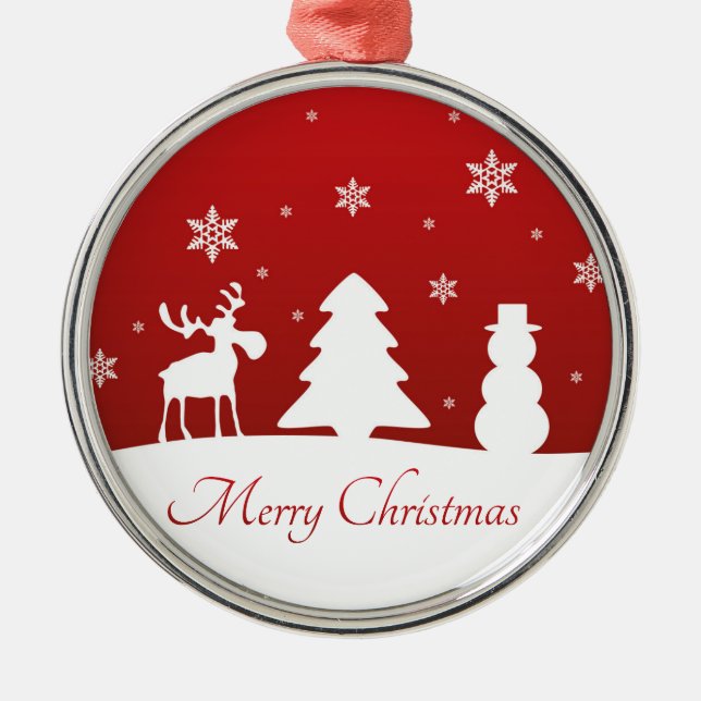 Ornamento De Metal Árvore de Natal Reindeer Snowman (Frente)