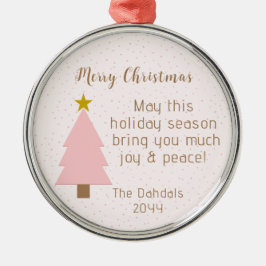 Ornamento De Metal Árvore de Natal Rosa Solo, Gelada Elegante, Estrel