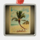 Ornamento De Metal Árvore de Palma de Viagens vintage das Ilhas Cayma (Frente)