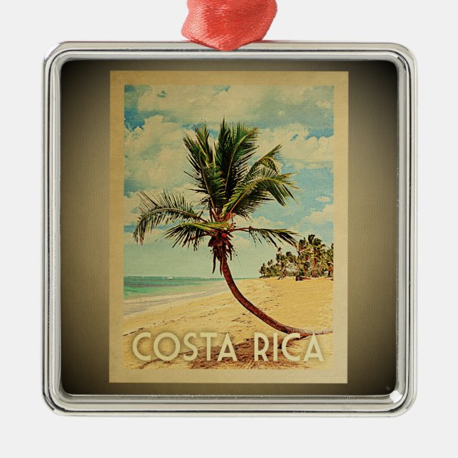 Ornamento De Metal Árvore Palm de Viagens vintage da Costa Rica (Frente)