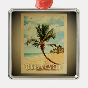 Ornamento De Metal Árvore Palm de Viagens vintage Turks Caicos