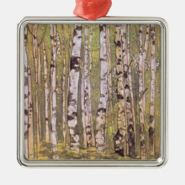 Ornamento De Metal Árvores-aves numa Floresta Florestal (Roerich)