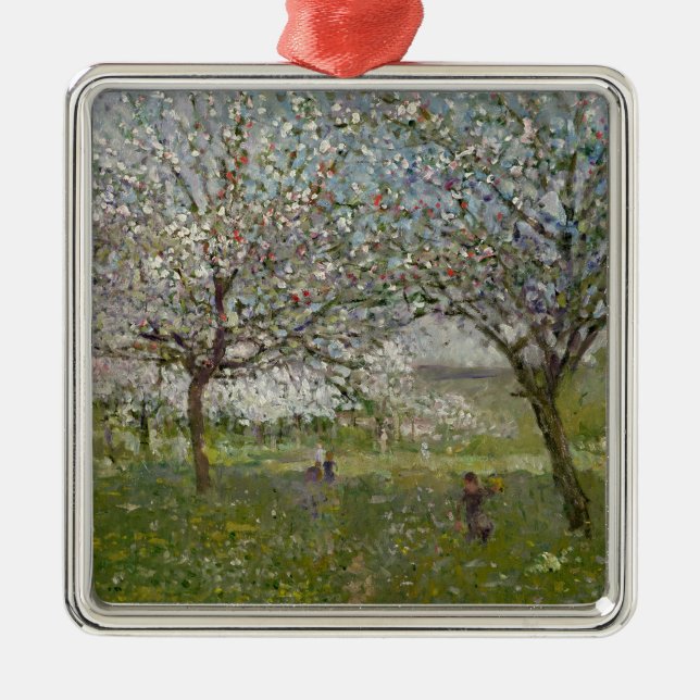 Ornamento De Metal Árvores de Apple na flor (Frente)