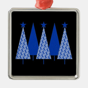 Ornamento De Metal Árvores de Natal - cancro do cólon da fita azul