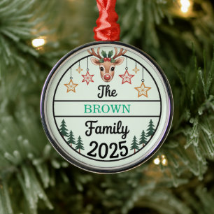 Ornamento De Metal Árvores de Natal Estrelas Nome da Família 2025 Nat