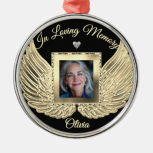 Ornamento De Metal Asas de Anjo Memorial Personalizadas Adicionar Fot