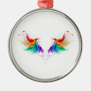 Ornamento De Metal Asas Fluffy Rainbow