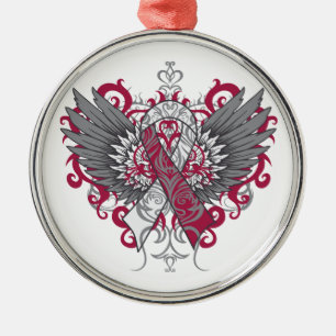 Ornamento De Metal Asas legal do cancer de garganta