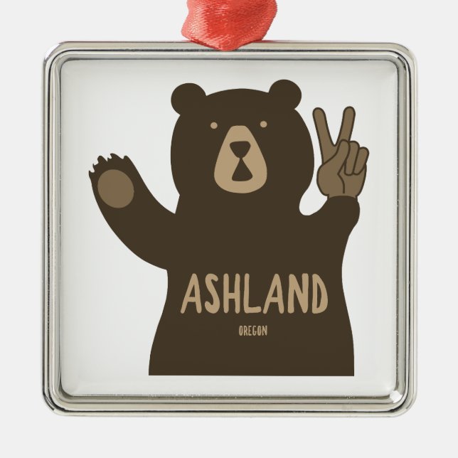 Ornamento De Metal Ashland Oregon Peace Bear (Frente)