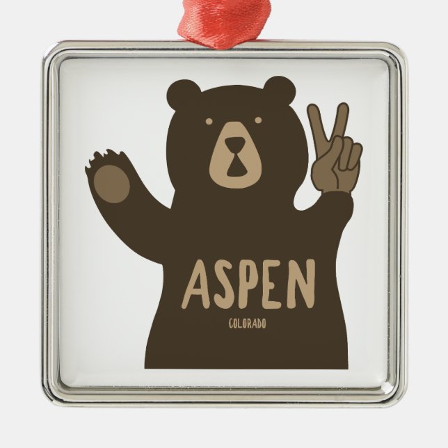 Ornamento De Metal Aspen Colorado Peace Bear (Frente)
